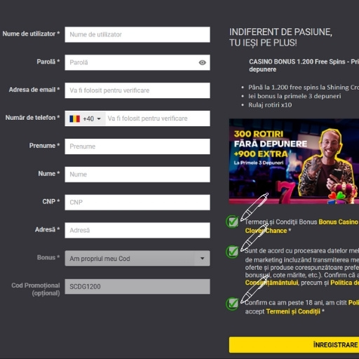 Formular de inregistrare Fortuna Casino Online
