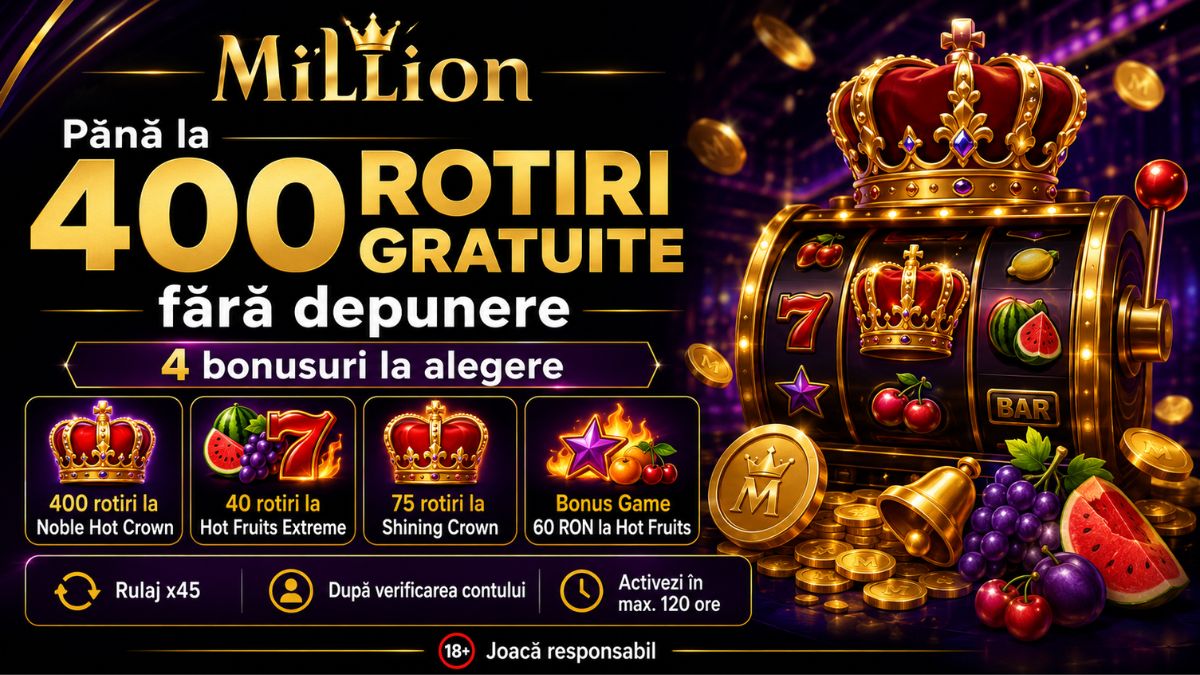 Bonus Million Fără Depunere 400 Rotiri Gratuite