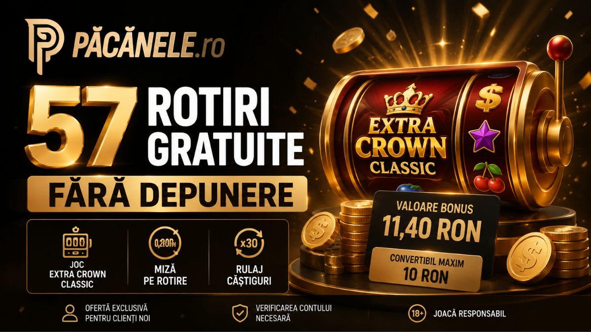 Bonus Păcănele.ro Fără Depunere 57 Rotiri Gratuite