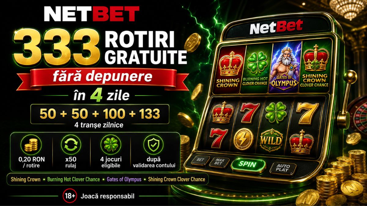 Netbet Fara Depunere - 333 rotiri gratuite